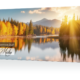 Trauerkarte mit Sonnenuntergang, Fluss und Wäldern als Motiv