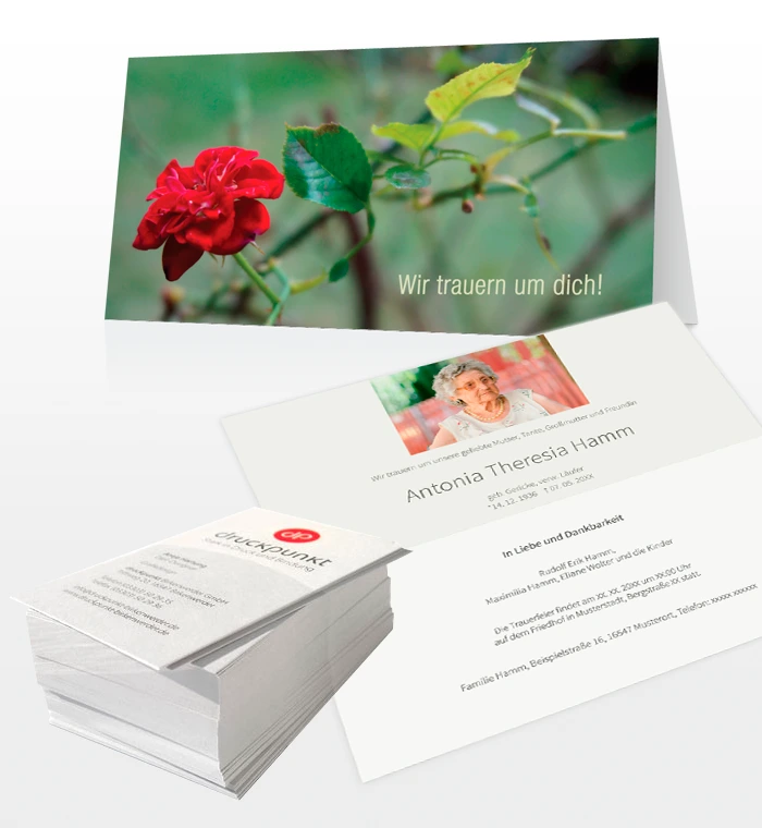 Produkte Visitenkarten und Trauerkarten