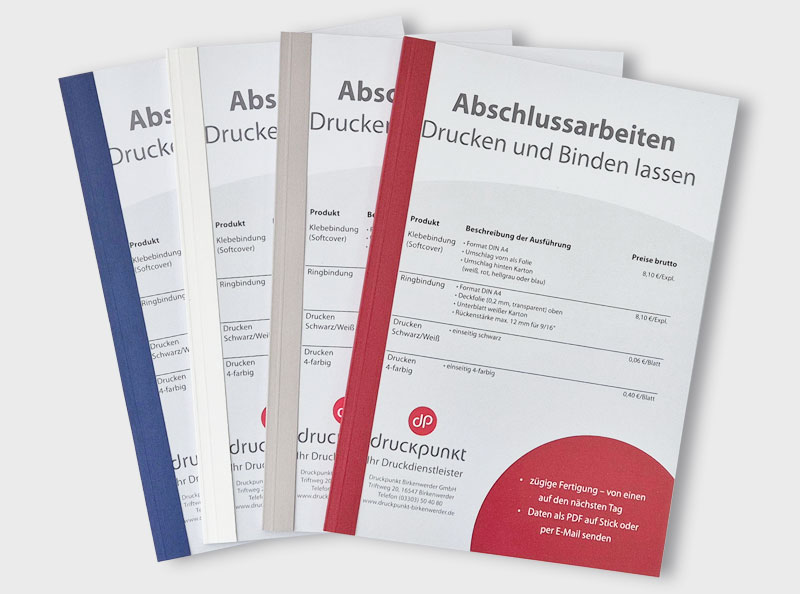 Klebebindungen unterschiedlicher Farbe liegen aufgefächert als Beispiel für Bindungen von 