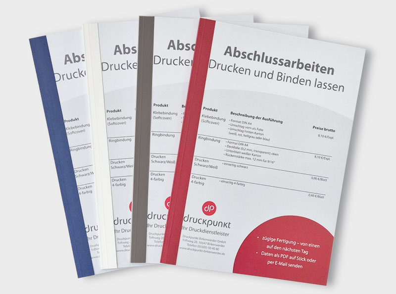 Klebebindungen unterschiedlicher Farbe liegen aufgefächert als Beispiel für Bindungen von 